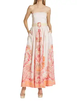 Zimmermann Violet Strapless Dress Coral Floral Size 0 / AU 8 for rent on The Volte - image 1