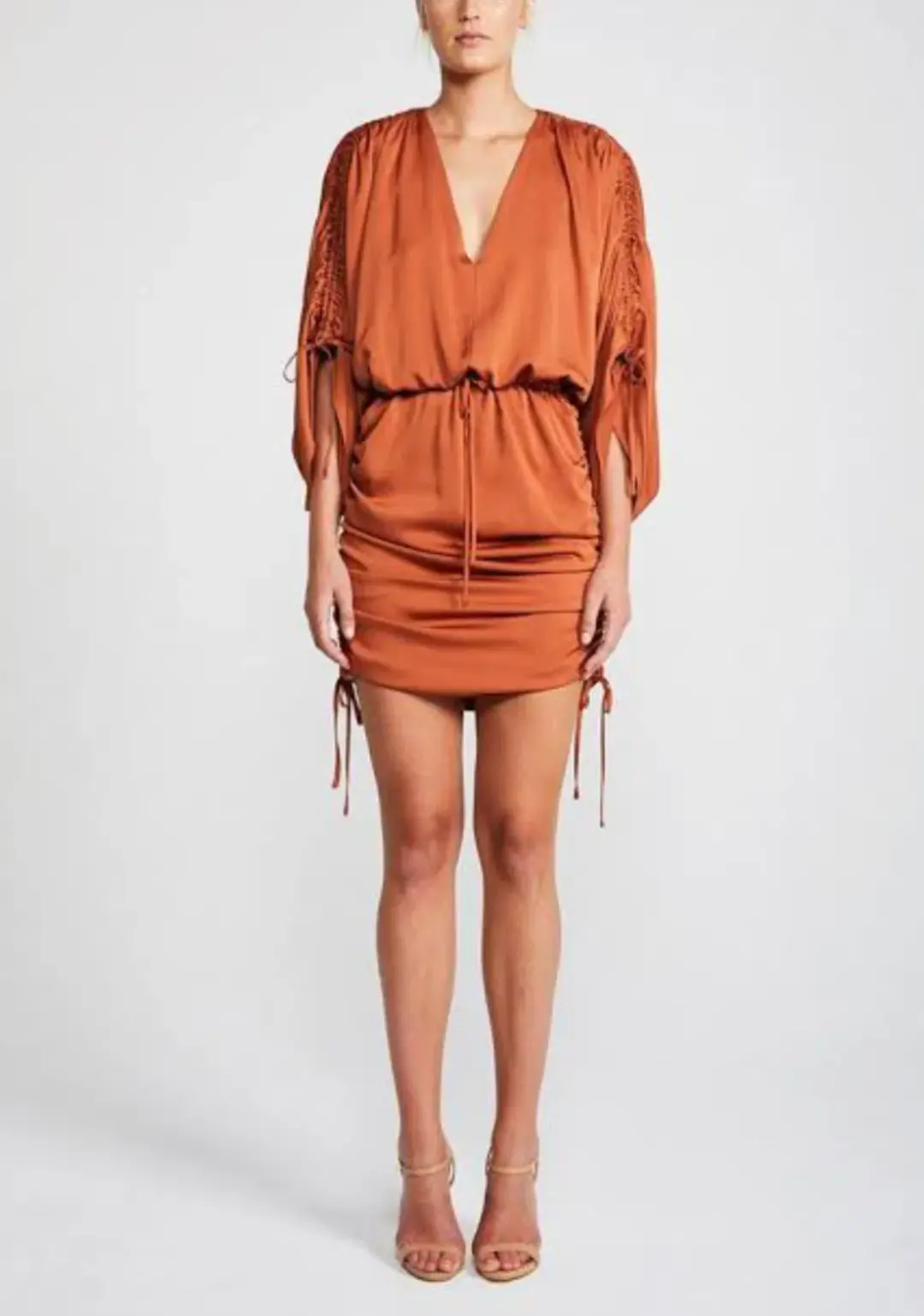 Shona Joy Ruched Kimono Dress in Copper Size 10 for rent on The Volte - main image