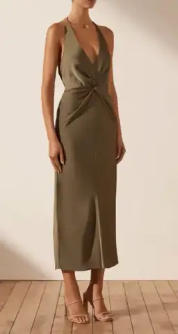 Shona Joy Luxe Twist Front Halter Midi Dress Green Size 8 for rent on The Volte - image 2