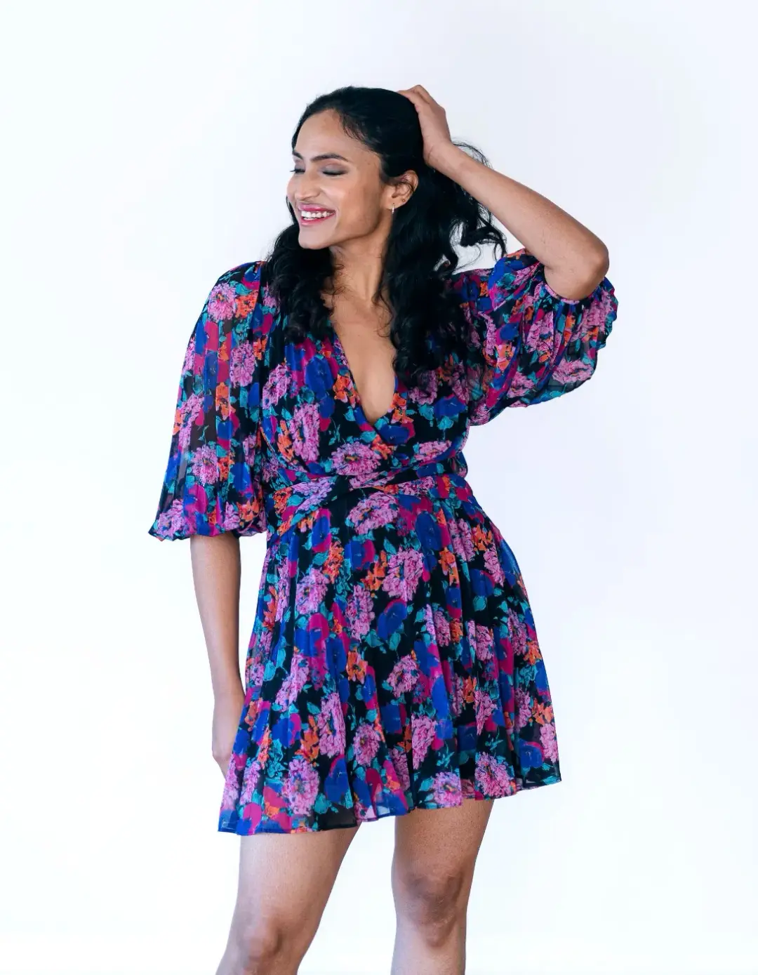 La Maison Talulah Sweet Talk Pleated Mini Dress Floral Size 8 for rent on The Volte - main image