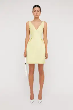 Scanlan Theodore Satin Mini Dress Yellow Size AU 6 for rent on The Volte - image 1