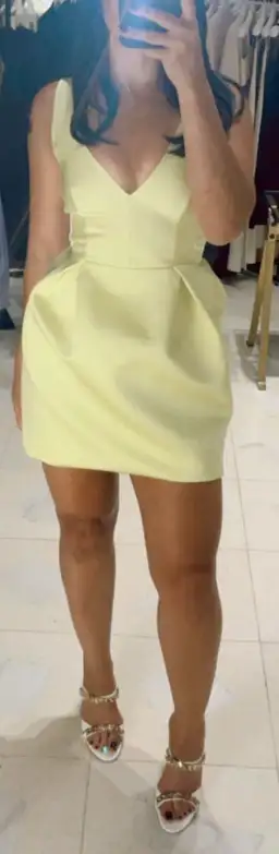 Scanlan Theodore Satin Mini Dress Yellow Size AU 6 for rent on The Volte - image 4