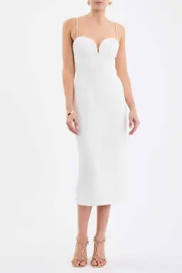 Rebecca Vallance Cora Midi Dress in Ivory / White Size 10