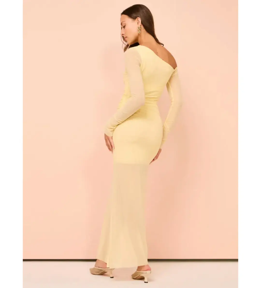 Bec & Bridge Fae Asym Long Sleeve Midi Dress in Butter Yellow Size S / AU 8 for rent on The Volte - main image