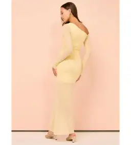 Bec & Bridge Fae Asym Long Sleeve Midi Dress in Butter Yellow Size S / AU 8 for rent on The Volte - image 5