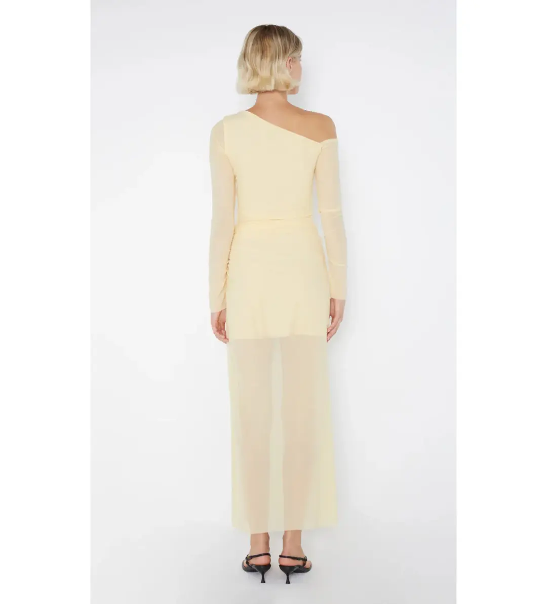 Bec & Bridge Fae Asym Long Sleeve Midi Dress in Butter Yellow Size S / AU 8 for rent on The Volte - main image