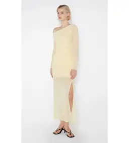 Bec & Bridge Fae Asym Long Sleeve Midi Dress in Butter Yellow Size S / AU 8 for rent on The Volte - image 3