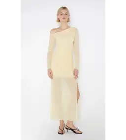 Bec & Bridge Fae Asym Long Sleeve Midi Dress in Butter Yellow Size S / AU 8 for rent on The Volte - image 2