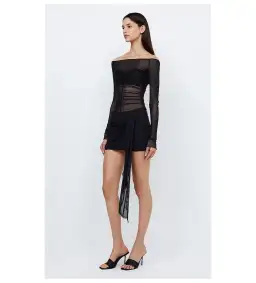 Bec & Bridge Marina Long Sleeve Mini Dress Black Size XS / AU 6 for rent on The Volte - image 2
