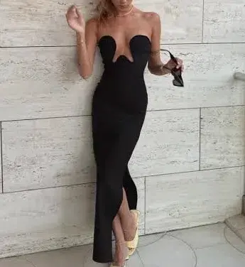 Maison Femalien Lea Midi Dress Black Size S / AU 8 for rent on The Volte - main image