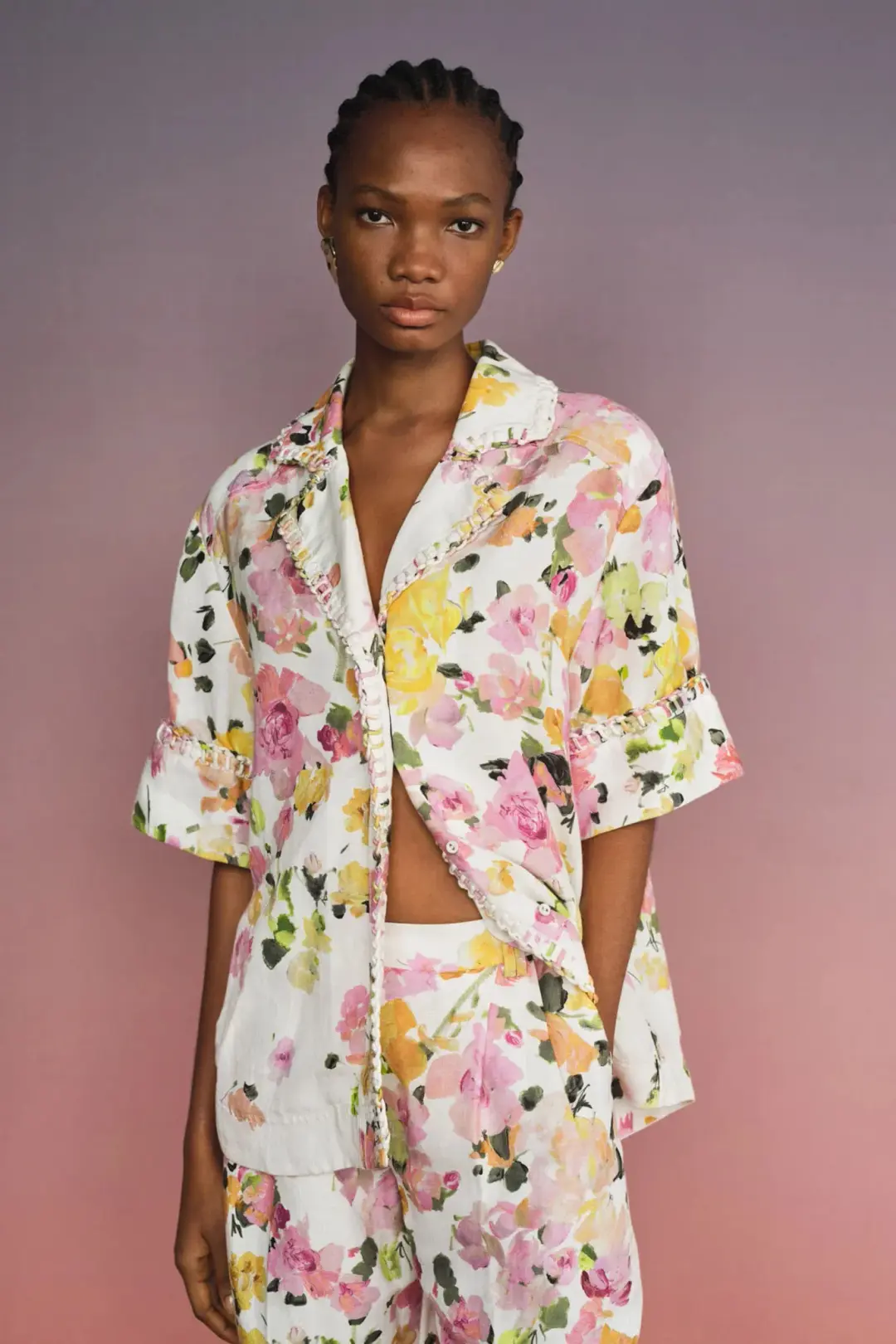 Aje Constance Whipstitch Shirt Scattered Floral Size 16 for rent on The Volte - main image