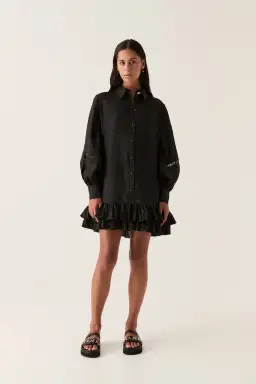 Aje Reframe Logo Trim Mini Dress Black Size 14