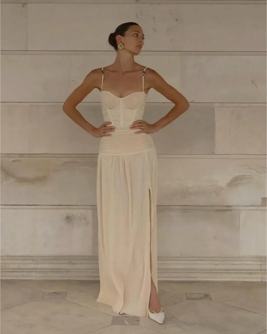 Manning Cartell Double Time Pleat Dress Nougat Size AU 8 for rent on The Volte - main image