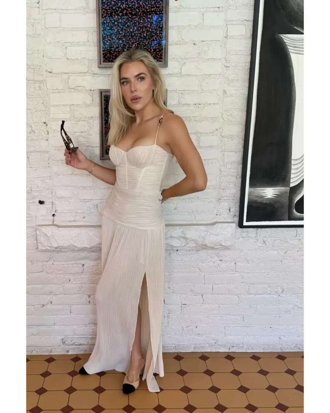 Manning Cartell Double Time Pleat Dress Nougat Size AU 8 for rent on The Volte - main image