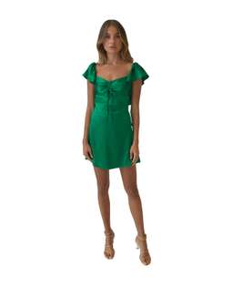 Hansen & Gretel Green Silk Ollie Dress exclusive collaboration with Coco & Lola size 8 for rent on The Volte - image 1
