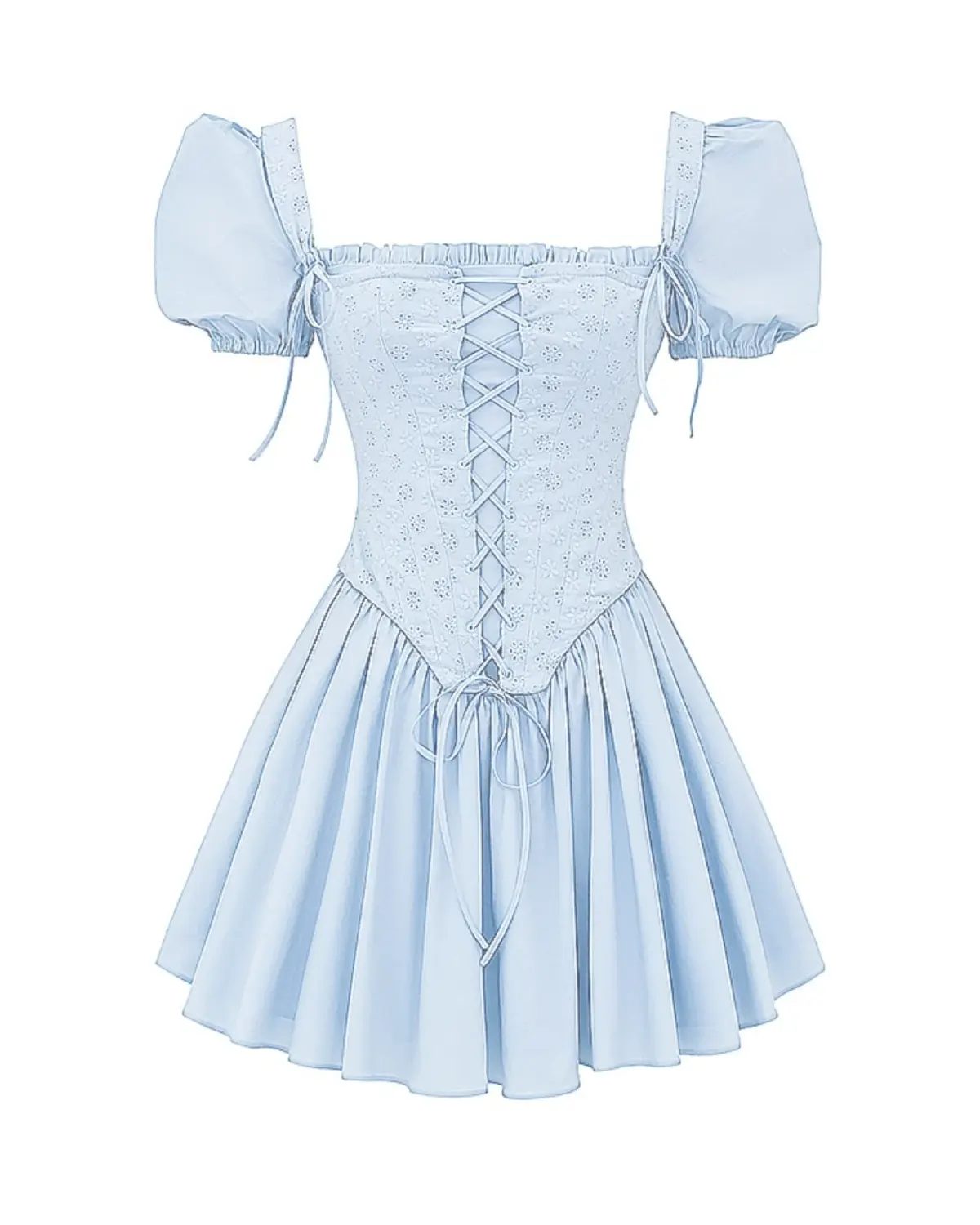 House of CB Maribel Broderie Corset Mini Dress Soft Blue Size S / AU 8 - Image 5