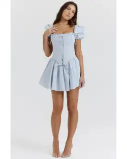 House of CB Maribel Broderie Corset Mini Dress Soft Blue Size S / AU 8 for rent on The Volte - image 1
