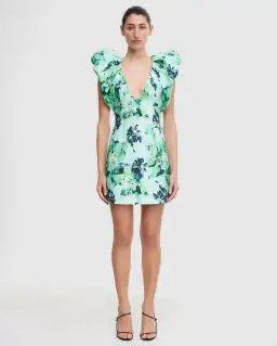 Acler Denare Mini Dress Juniper Hibiscus Size 10 for rent on The Volte - image 1