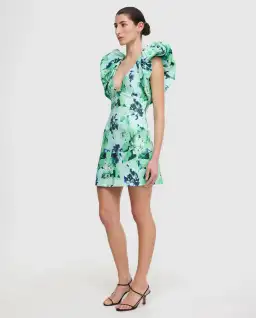 Acler Denare Mini Dress Juniper Hibiscus Size 10 for rent on The Volte - image 2