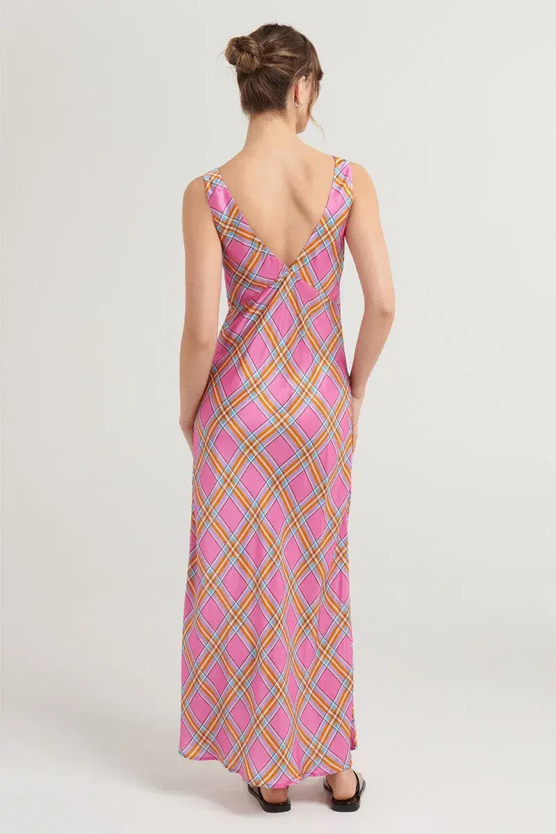 Steele Eadie Maxi Dress in Pink Check Size S / AU 8 for rent on The Volte - main image