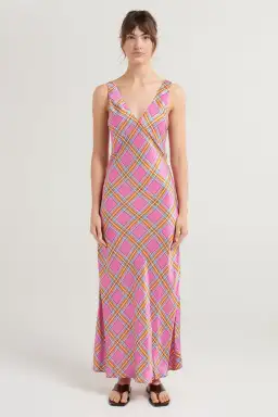 Steele Eadie Maxi Dress in Pink Check Size S / AU 8 for rent on The Volte - image 1