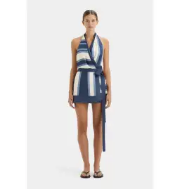 Sir the Label Dazed Wrap Halter Mini Dress in Studio Print Size 4 / AU 14 for rent on The Volte - image 1