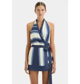 Sir the Label Dazed Wrap Halter Mini Dress in Studio Print Size 4 / AU 14 for rent on The Volte - image 2