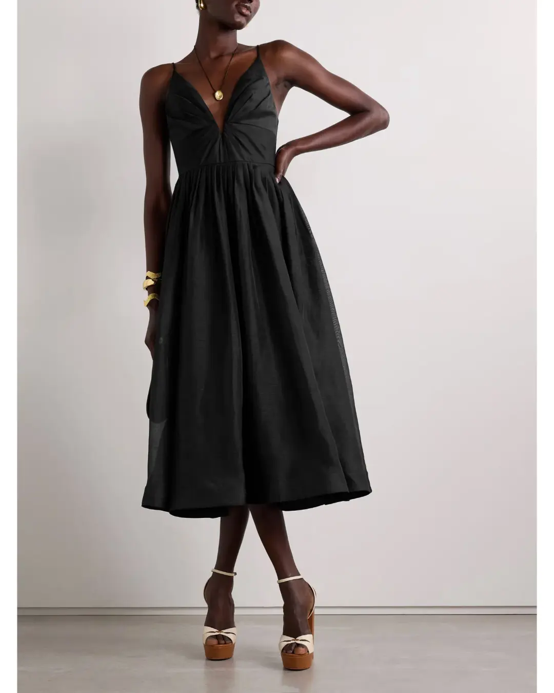 Zimmermann Illustration V Neck Midi Dress in Black Size 1 / AU 10 for rent on The Volte - main image