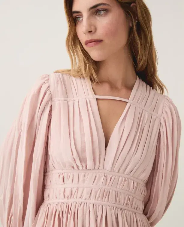 Aje Catalyst Pleated Mini Dress - Blush Pink Size 10 for rent on The Volte - main image