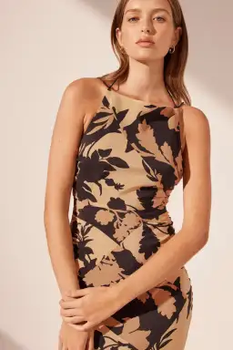 Shona Joy Lai Silk High Neck Ruched Maxi Dress Lai Print Size 8 for rent on The Volte - image 3