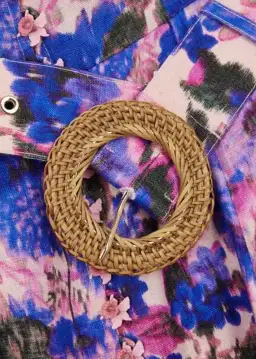 Zimmermann The High Tide Buttoned Midi Dress in Purple Ikat Floral Size 3/AU 14 for rent on The Volte - image 5