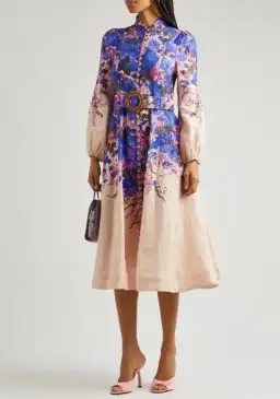 Zimmermann The High Tide Buttoned Midi Dress in Purple Ikat Floral Size 3/AU 14 for rent on The Volte - image 2