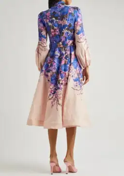 Zimmermann The High Tide Buttoned Midi Dress in Purple Ikat Floral Size 3/AU 14 for rent on The Volte - image 3