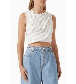 Aje Aurelia Frill Shell Top White Size 8 for rent on The Volte - image 1