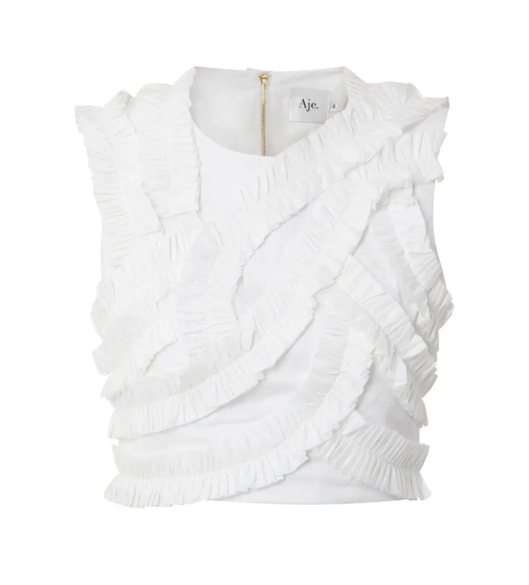 Aje Aurelia Frill Shell Top White Size 8 for rent on The Volte - main image