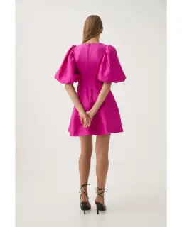 Aje Dusk Puff Sleeve Mini Dress in Deep Magenta Size AU 10 for rent on The Volte - image 2