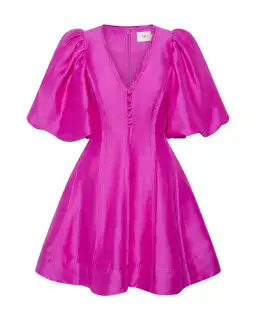 Aje Dusk Puff Sleeve Mini Dress in Deep Magenta Size AU 10 for rent on The Volte - image 3