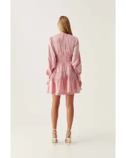 Aje Fallingwater Long Sleeve Mini Dress Chalk Pink Size AU 10 for rent on The Volte - image 2