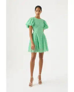 Aje Context Embellished Mini Dress Marine Green Size AU 10 for rent on The Volte - image 2