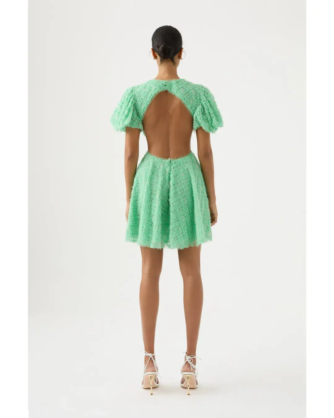 Aje Context Embellished Mini Dress Marine Green Size AU 10 for rent on The Volte - main image