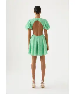 Aje Context Embellished Mini Dress Marine Green Size AU 10 for rent on The Volte - image 4