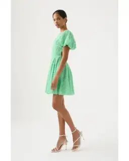 Aje Context Embellished Mini Dress Marine Green Size AU 10 for rent on The Volte - image 3