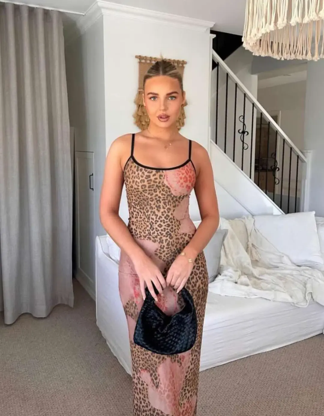 With Harper Lu Slip Dress Mesh Leopard Size 8 for rent on The Volte - main image