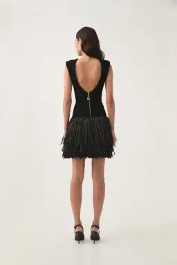 Aje Rushes Raffia Knit Mini Dress in Black Size M (10) for rent on The Volte - image 3