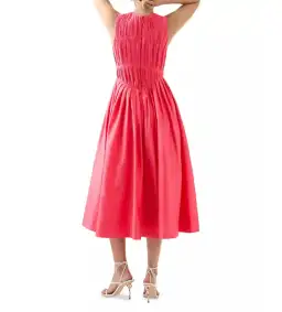 AJE Nya Gathered Midi Dress Hot Pink Size 10 for rent on The Volte - image 3