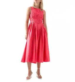 AJE Nya Gathered Midi Dress Hot Pink Size 10 for rent on The Volte - image 1