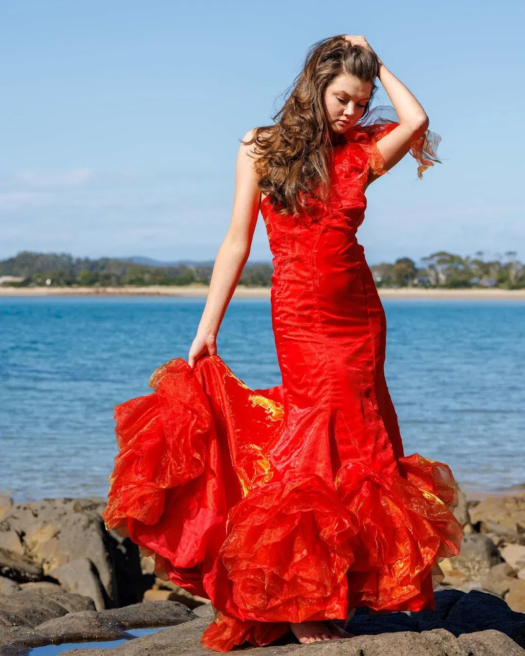 One of shoulder mermaid evening gown for rent on The Volte - main image
