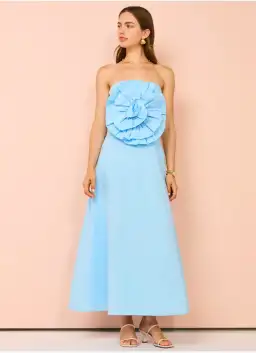 Issy Bustier Rose Midi Dress Blue Size 12 for rent on The Volte - image 1