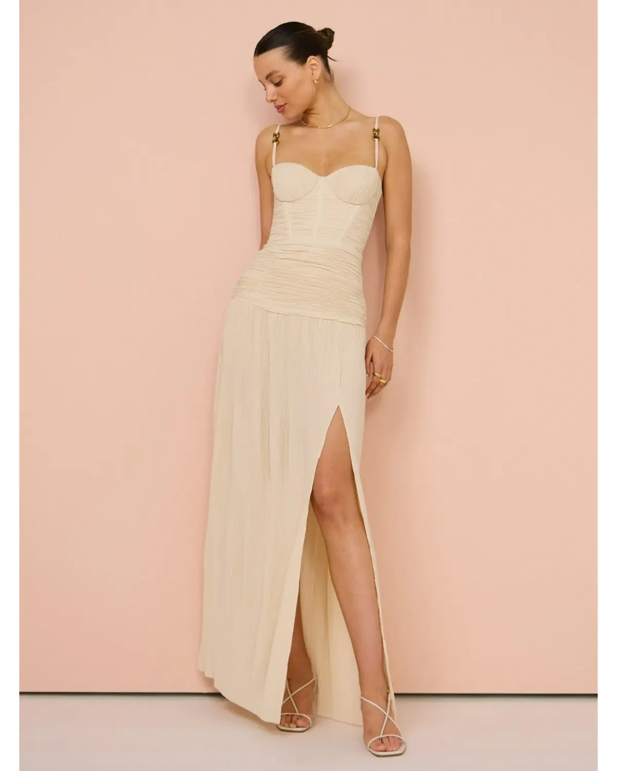Manning Cartell Double Time Pleat Dress Nougat Size AU 14  - Image 4
