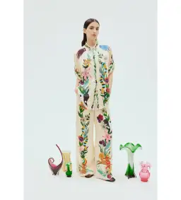Alemais Meagan Oversized Silk Shirt & Pants Set Print Size 8